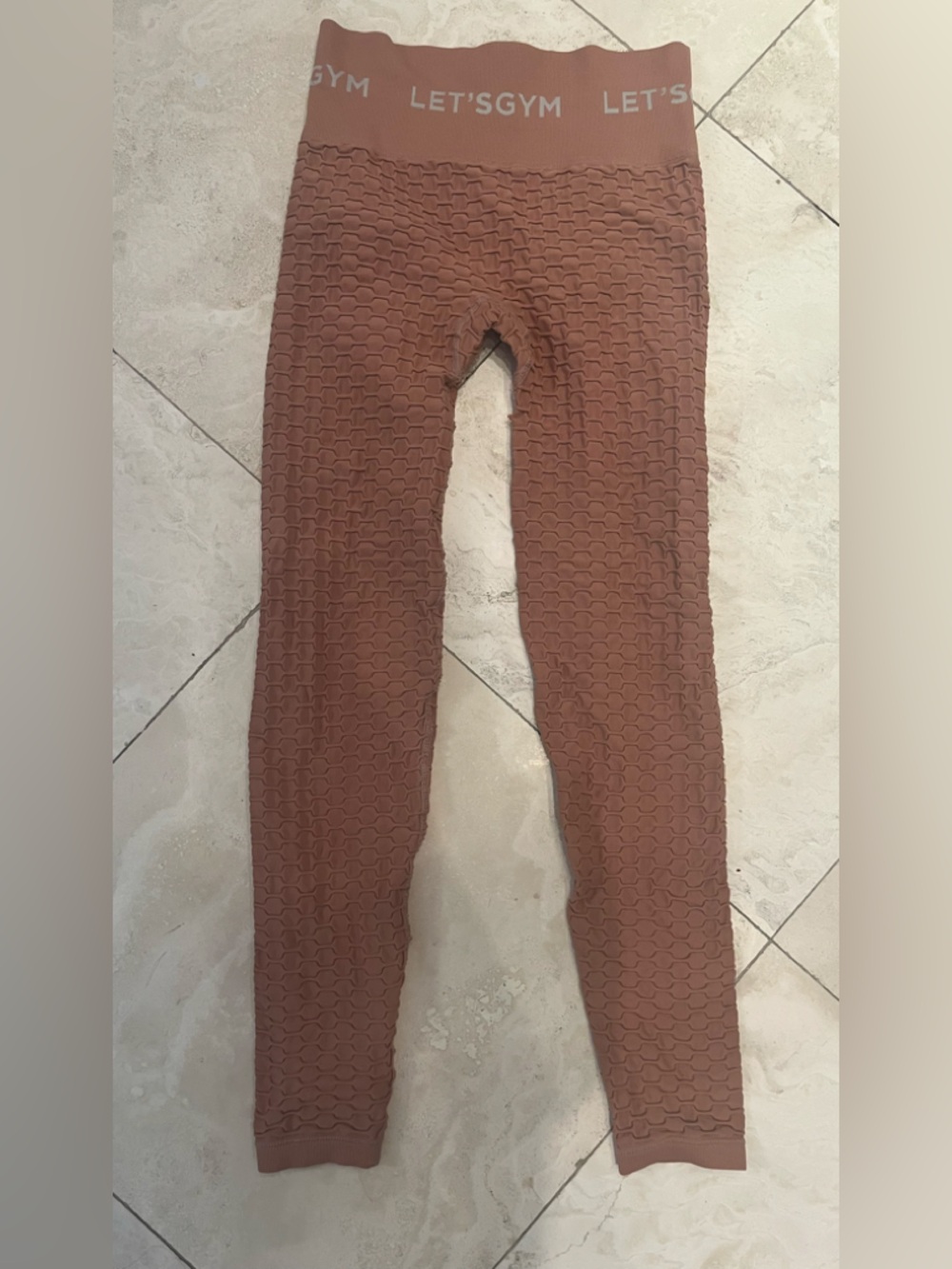 High-Waist Textured Leggings in Dusty Rose